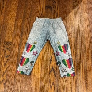 Terez Kids Leggings with Multicolor Heart and Star Design
